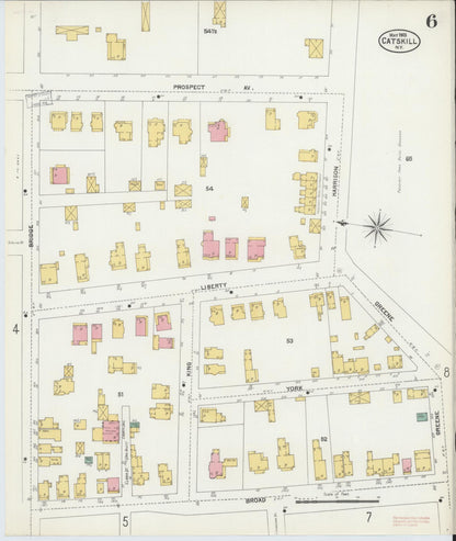 Sanborn Fire Insurance Map from Catskill, Greene County, New York (1903), Sheet #0006 - Historic Sanborn Fire Insurance Map Print, vintage old map wall art, antique decor, genealogy gift, New York New York map