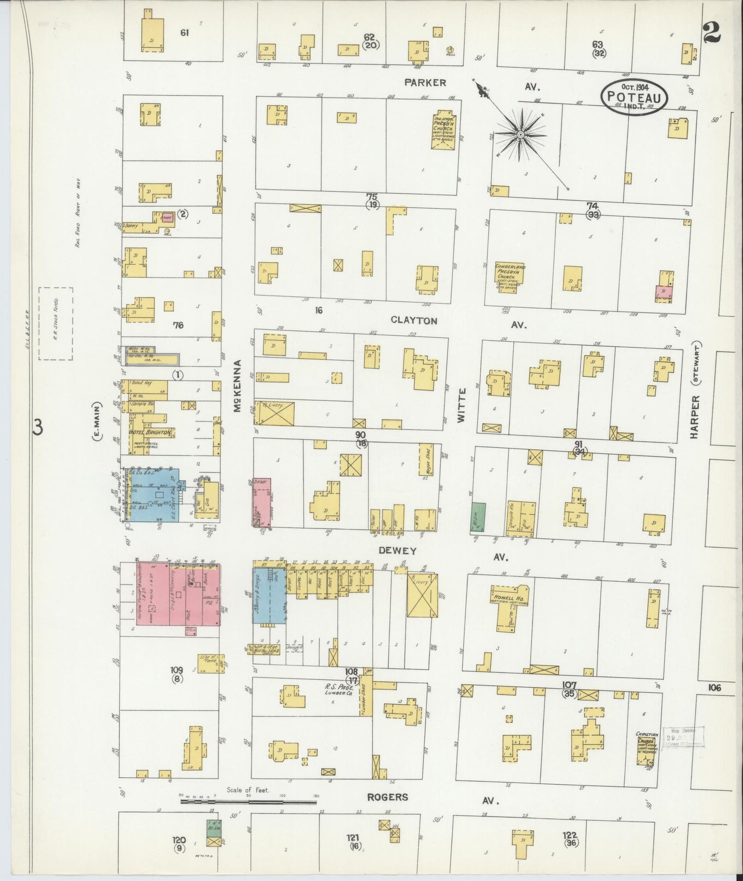 Sanborn Fire Insurance Map from Poteau, Le Flore County, Oklahoma (1904), Sheet #0002 - Historic Sanborn Fire Insurance Map Print, vintage old map wall art, antique decor, genealogy gift, Oklahoma Oklahoma map