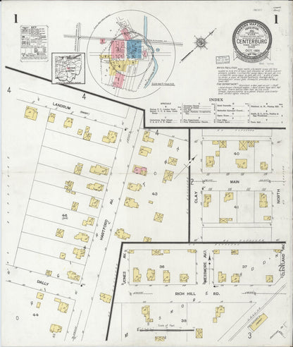 Sanborn Fire Insurance Map from Centerburg, Knox County, Ohio (1926), Sheet #0001 - Historic Sanborn Fire Insurance Map Print, vintage old map wall art, antique decor, genealogy gift, Ohio Ohio map