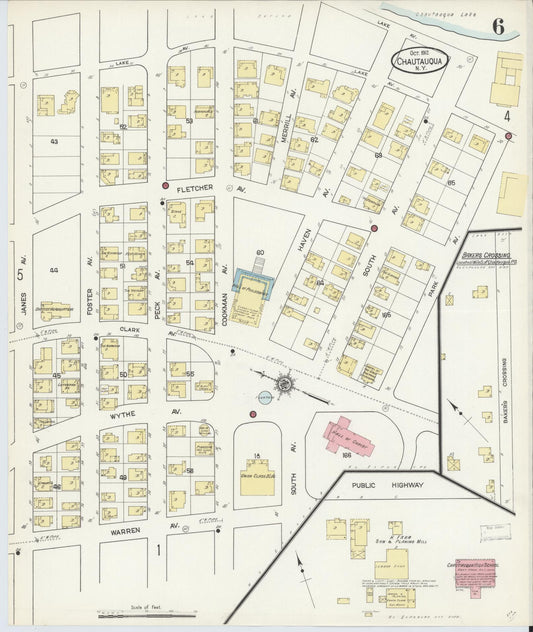 Sanborn Fire Insurance Map from Chautauqua, Chautauqua County, New York (1912), Sheet #0006 - Historic Sanborn Fire Insurance Map Print, vintage old map wall art, antique decor, genealogy gift, New York New York map