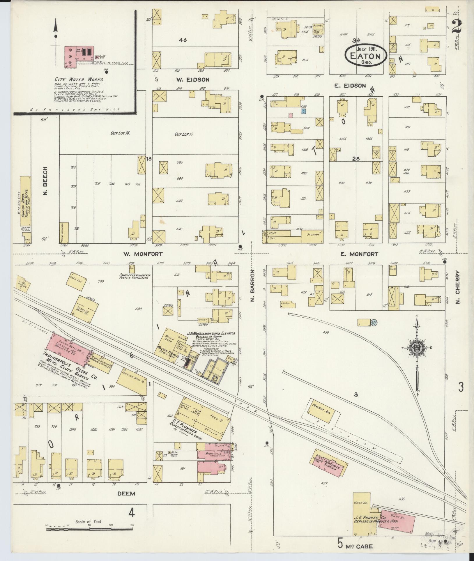 Sanborn Fire Insurance Map from Eaton, Preble County, Ohio (1911), Sheet #0002 - Historic Sanborn Fire Insurance Map Print, vintage old map wall art, antique decor, genealogy gift, Ohio Ohio map