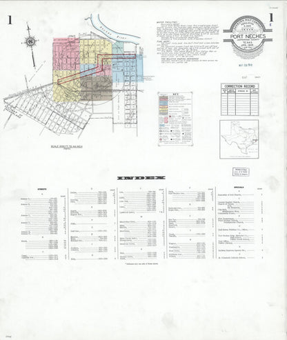 Sanborn Fire Insurance Map from Port Neches, Jefferson County, Texas (1949), Sheet #0001 - Historic Sanborn Fire Insurance Map Print, vintage old map wall art, antique decor, genealogy gift, Texas Texas map