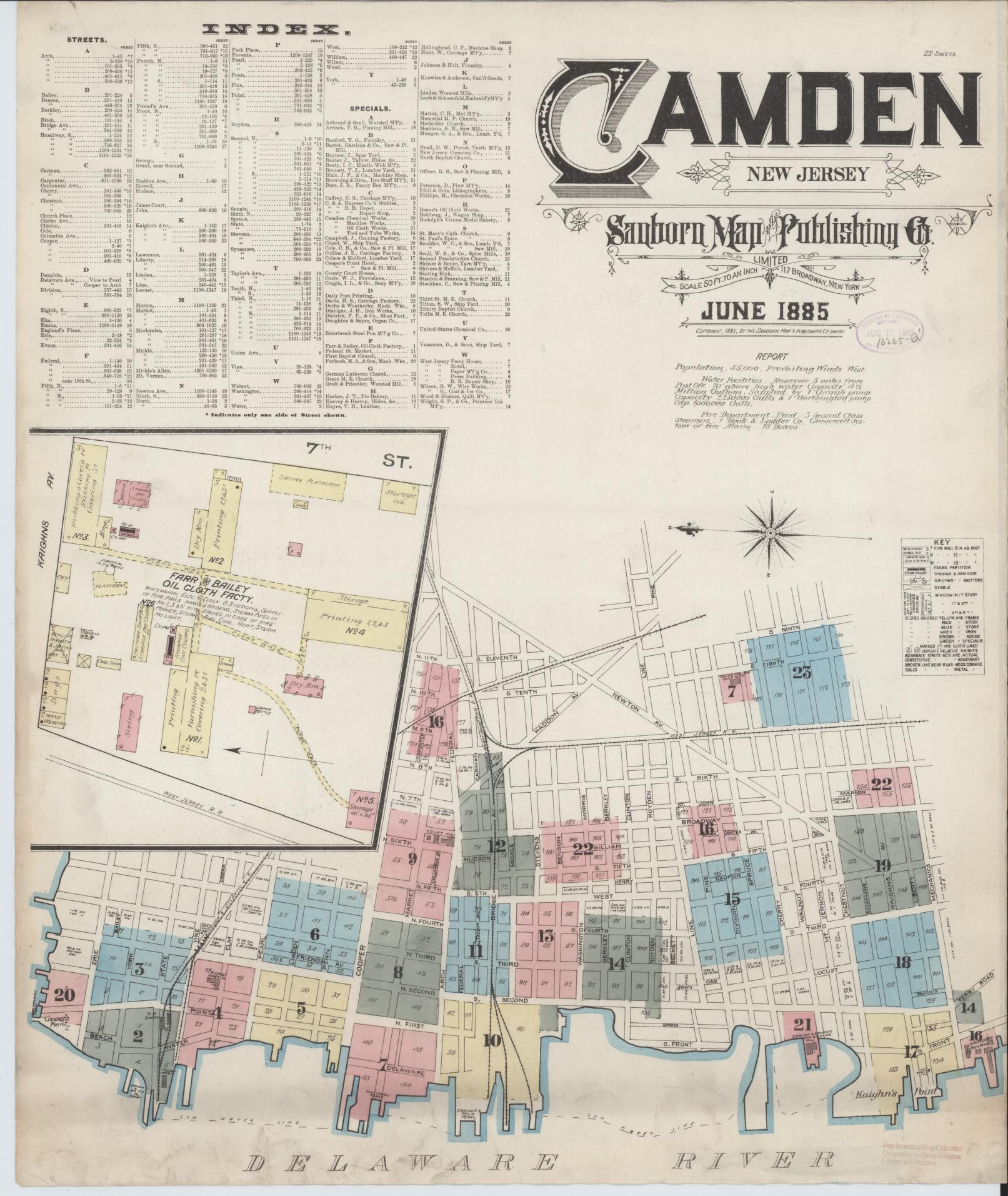 Sanborn Fire Insurance Map from Camden, Camden County, New Jersey. (1885) – Historic Sanborn Fire Insurance Map Print