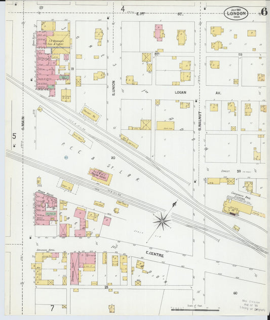 Sanborn Fire Insurance Map from London, Madison County, Ohio (1901), Sheet #0006 - Historic Sanborn Fire Insurance Map Print, vintage old map wall art, antique decor, genealogy gift, Ohio Ohio map