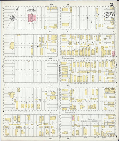 Sanborn Fire Insurance Map from Cairo, Alexander County, Illinois (1901), Sheet #0002 - Complete Map Set gallery image, historic Sanborn map, vintage wall art, Illinois Illinois