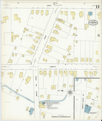 Sanborn Fire Insurance Map from Penn Yan, Yates County, New York (1909), Sheet #0011 - Complete Map Set gallery image, historic Sanborn map, vintage wall art, New York New York