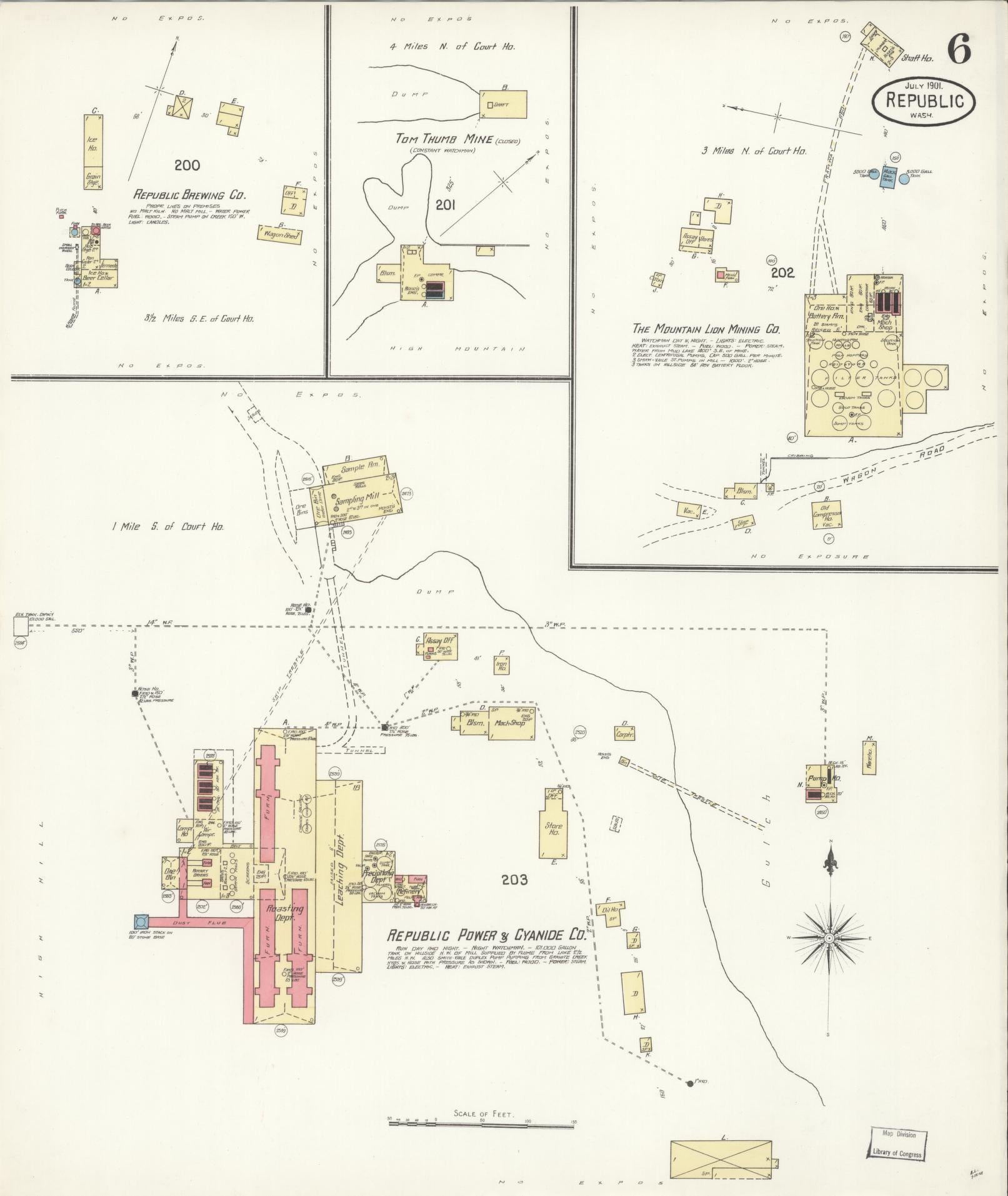 Sanborn Fire Insurance Map from Republic, Ferry County, Washington (1901), Sheet #0006 - Complete Map Set gallery image, historic Sanborn map, vintage wall art, Washington Washington