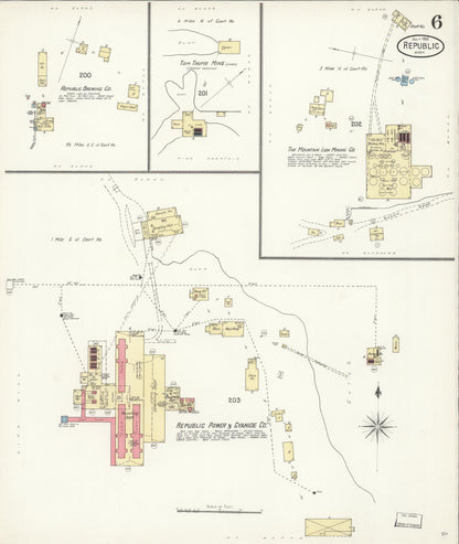 Sanborn Fire Insurance Map from Republic, Ferry County, Washington (1901), Sheet #0006 - Complete Map Set gallery image, historic Sanborn map, vintage wall art, Washington Washington