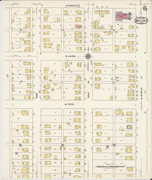 Sanborn Fire Insurance Map from Willard, Huron County, Ohio (1922), Sheet #0006 - Historic Sanborn Fire Insurance Map Print, vintage old map wall art, antique decor, genealogy gift, Ohio Ohio map