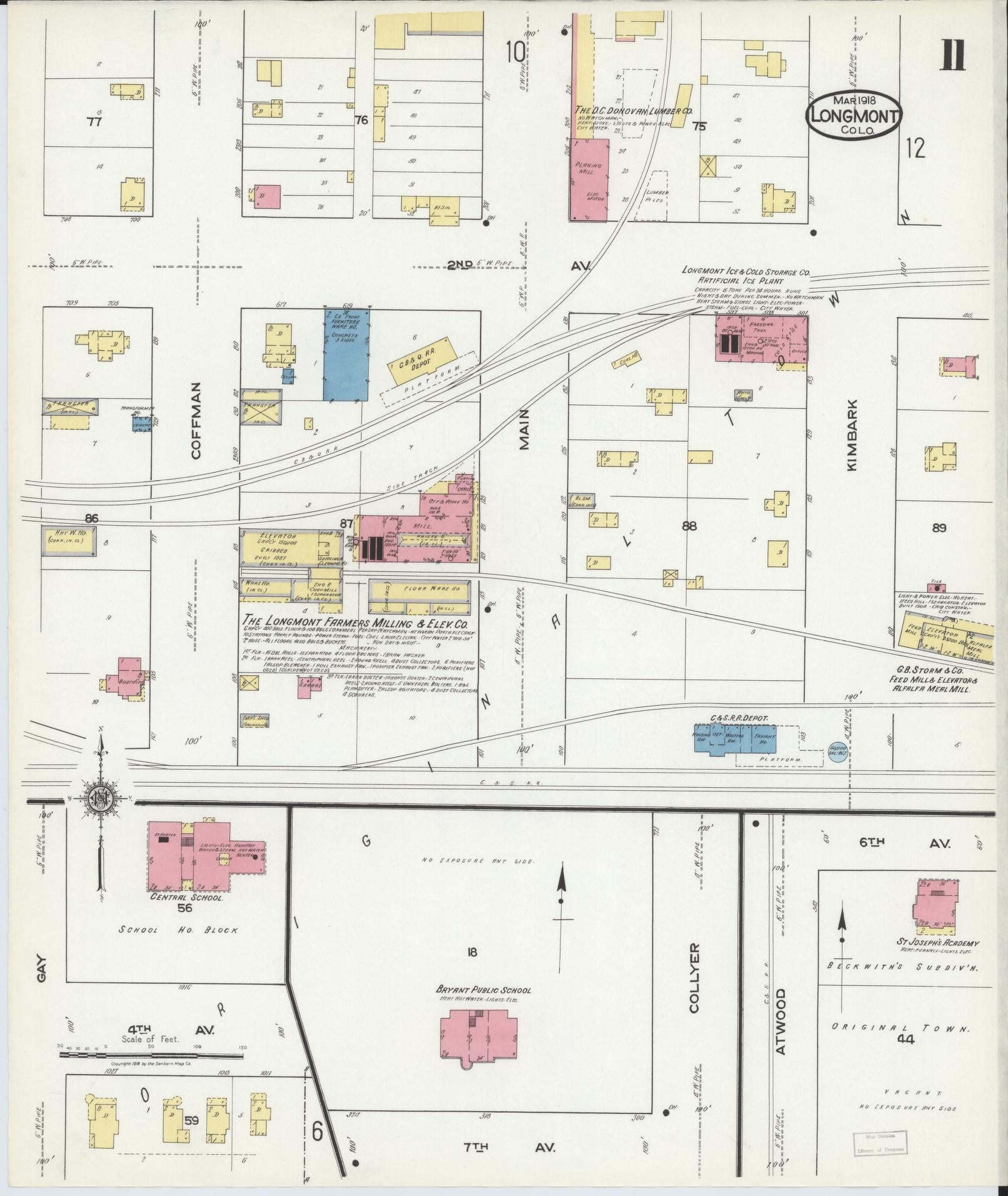 Sanborn Fire Insurance Map from Longmont, Boulder County, Colorado (1918), Sheet #0011 - Historic Sanborn Fire Insurance Map Print, vintage old map wall art, antique decor, genealogy gift, Colorado Colorado map