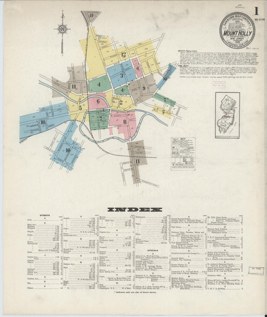 Sanborn Fire Insurance Map from Mount Holly, Burlington County, New Jersey. (1915) – Historic Sanborn Fire Insurance Map Print