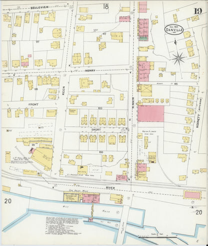 Sanborn Fire Insurance Map from Danville, Independent Cities, Virginia (1904), Sheet #0019 - Complete Map Set gallery image, historic Sanborn map, vintage wall art, Virginia Virginia