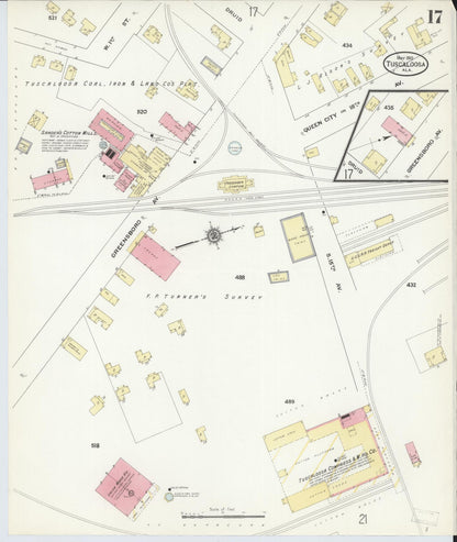Sanborn Fire Insurance Map from Tuscaloosa, Tuscaloosa County, Alabama (1910), Sheet #0017 - Complete Map Set gallery image, historic Sanborn map, vintage wall art, Alabama Alabama