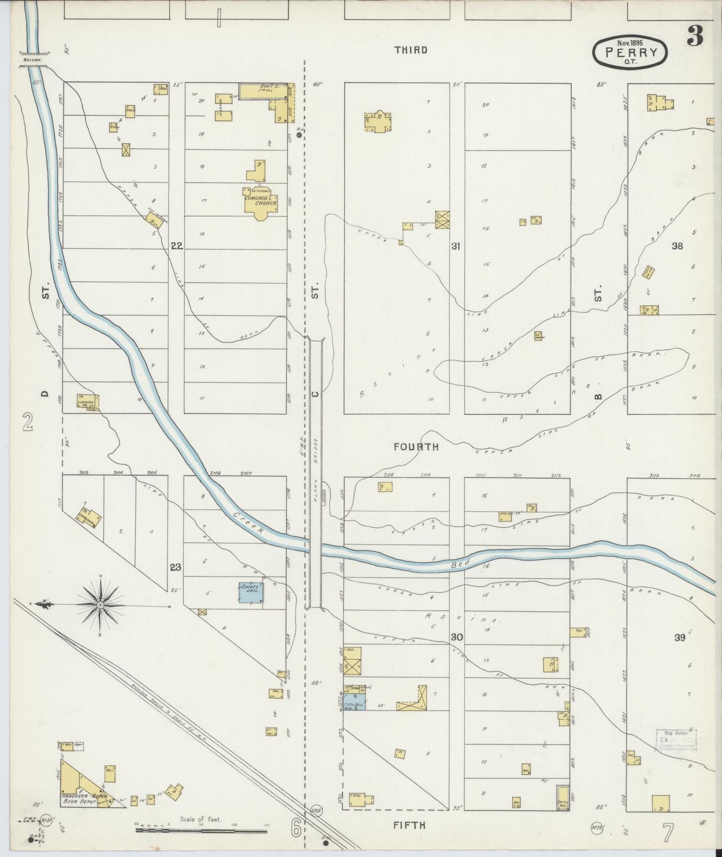 Sanborn Fire Insurance Map from Perry, Noble County, Oklahoma (1895), Sheet #0003 - Complete Map Set gallery image, historic Sanborn map, vintage wall art, Oklahoma Oklahoma