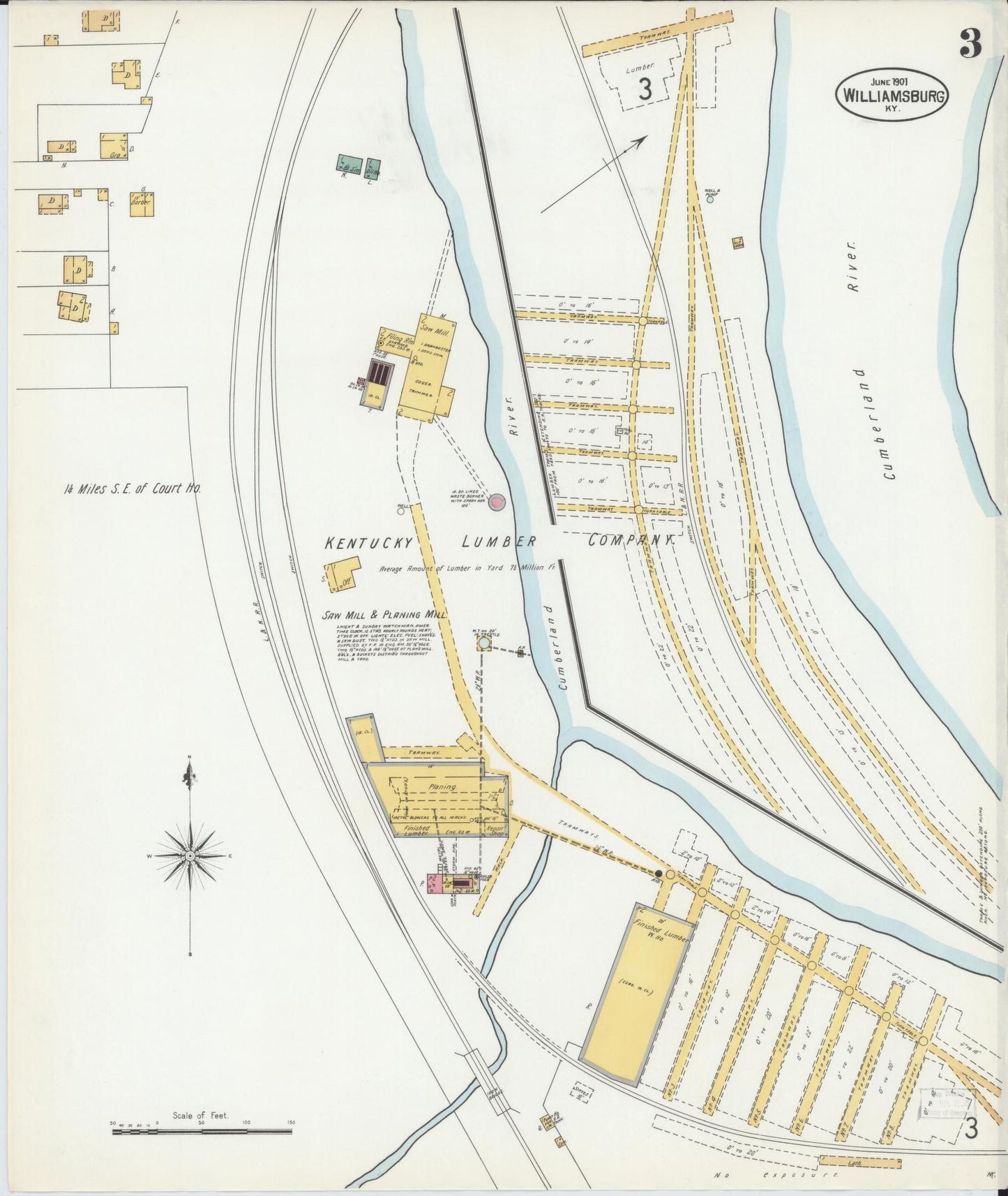 Sanborn Fire Insurance Map from Williamsburg, Whitley County, Kentucky (1901), Sheet #0003 - Complete Map Set gallery image, historic Sanborn map, vintage wall art, Kentucky Kentucky
