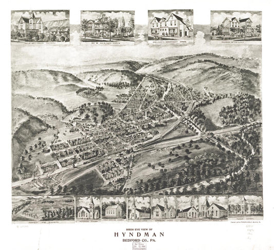 Birds eye view of Hyndman, Bedford Co., Pa. (1906) – Historic Bird’s-Eye View Panorama Print