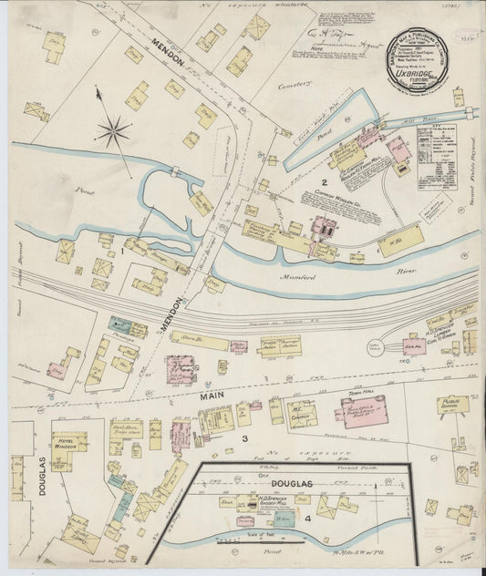 Sanborn Fire Insurance Map from Uxbridge, Worcester County, Massachusetts. (1888) – Historic Sanborn Fire Insurance Map Print