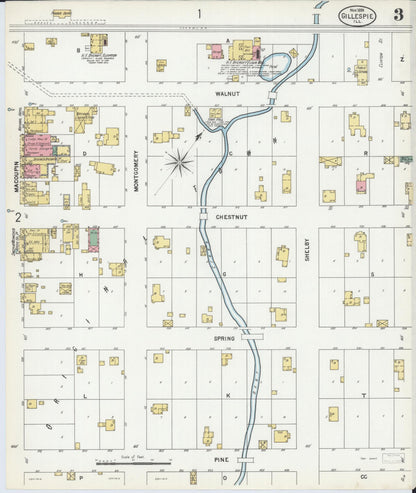 Sanborn Fire Insurance Map from Gillespie, Macoupin County, Illinois (1899), Sheet #0003 - Historic Sanborn Fire Insurance Map Print, vintage old map wall art, antique decor, genealogy gift, Illinois Illinois map