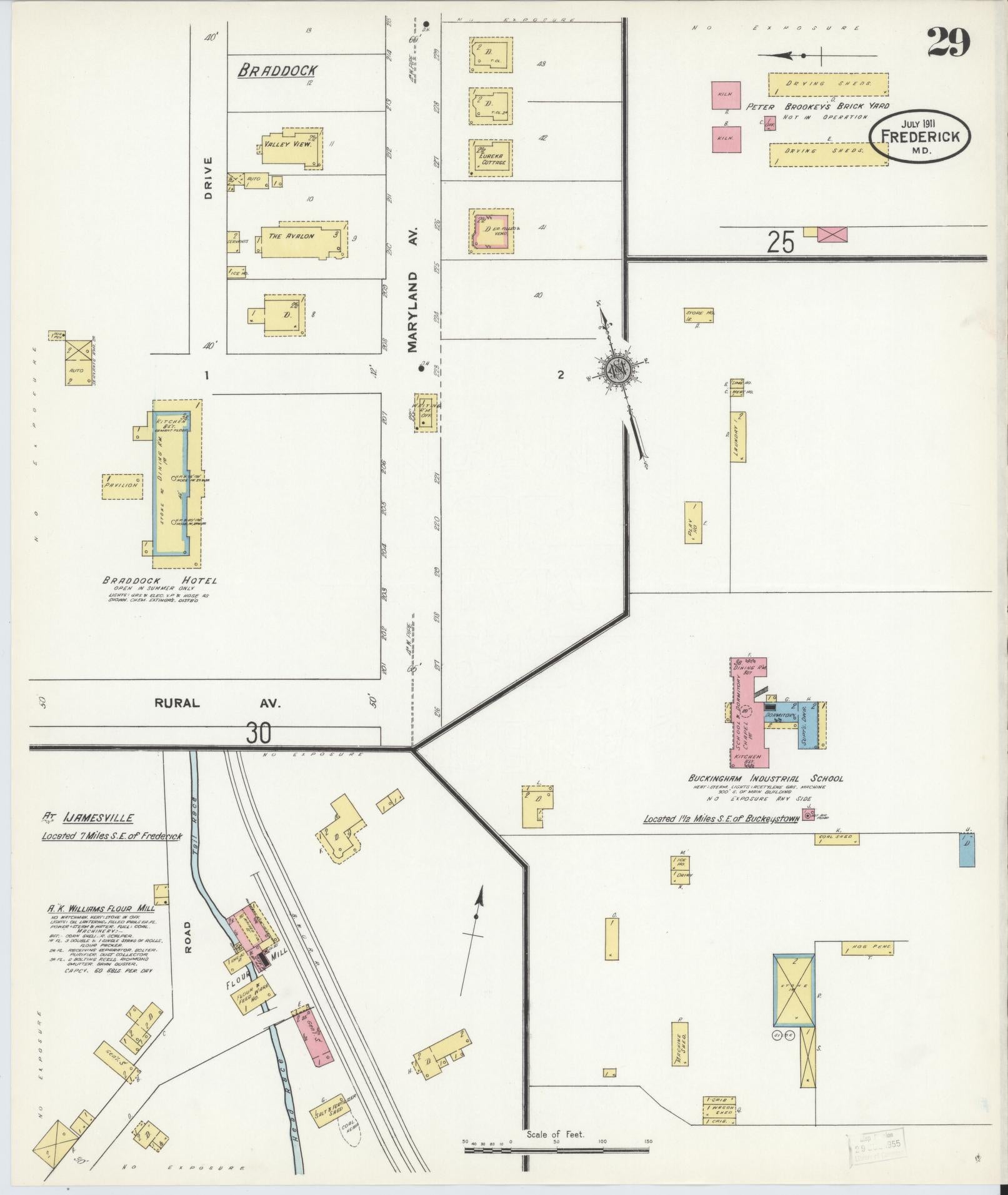 Sanborn Fire Insurance Map from Frederick, Frederick County, Maryland (1911), Sheet #0029 - Historic Sanborn Fire Insurance Map Print, vintage old map wall art