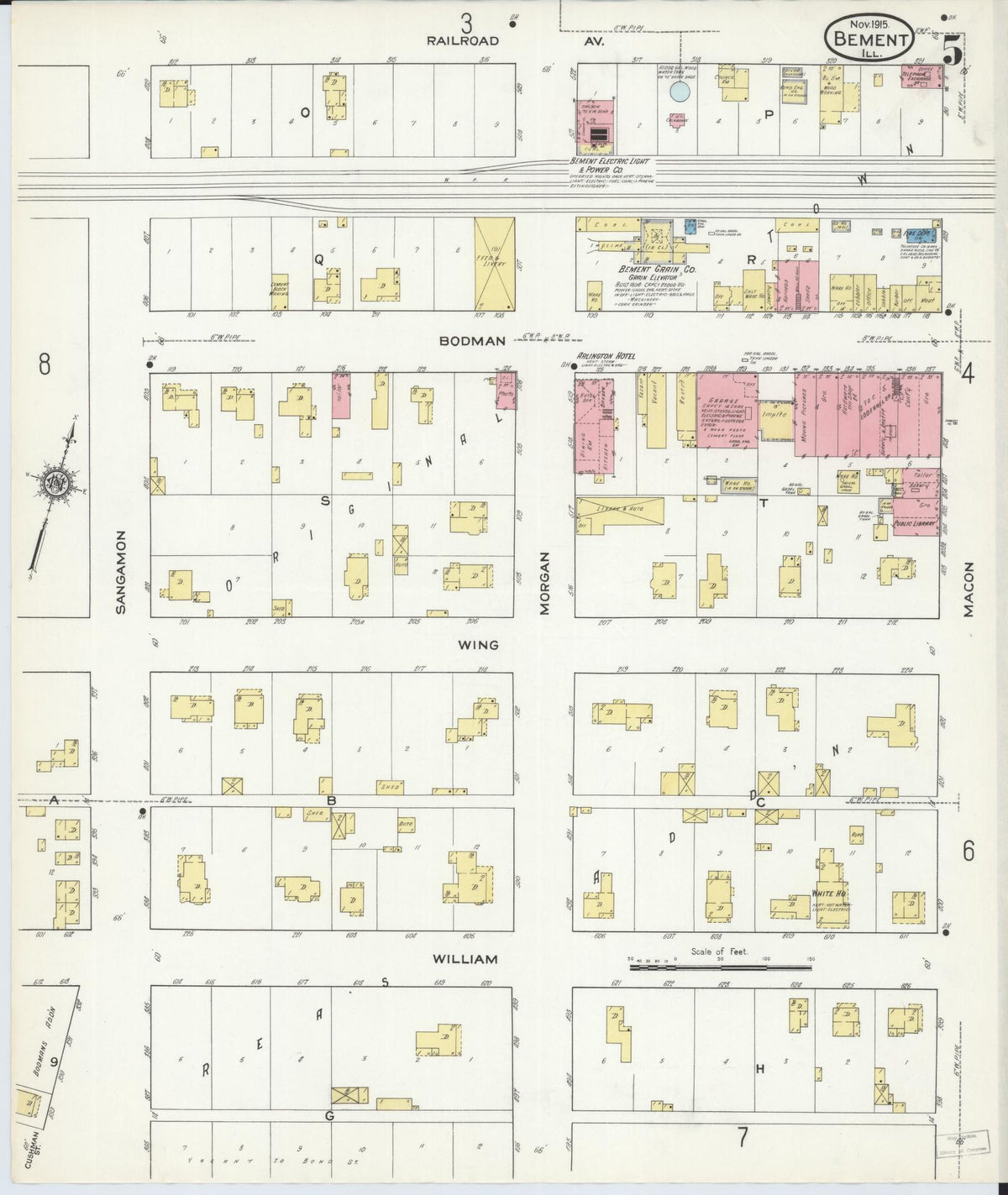 Sanborn Fire Insurance Map from Bement, Piatt County, Illinois (1915), Sheet #0005 - Complete Map Set gallery image, historic Sanborn map, vintage wall art, Illinois Illinois