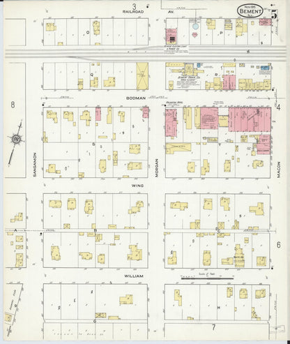 Sanborn Fire Insurance Map from Bement, Piatt County, Illinois (1915), Sheet #0005 - Complete Map Set gallery image, historic Sanborn map, vintage wall art, Illinois Illinois
