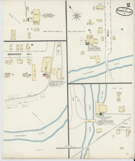 Sanborn Fire Insurance Map from Knoxville, Tioga County, Pennsylvania (1891), Sheet #0002 - Historic Sanborn Fire Insurance Map Print, vintage old map wall art, antique decor, genealogy gift, Pennsylvania Pennsylvania map