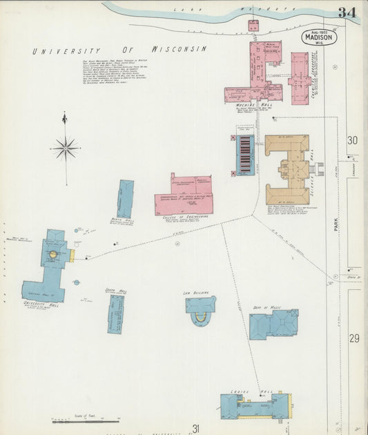 Sanborn Fire Insurance Map from Madison, Dane County, Wisconsin (1902), Sheet #0034 - Historic Sanborn Fire Insurance Map Print, vintage old map wall art, antique decor, genealogy gift, Wisconsin Wisconsin map