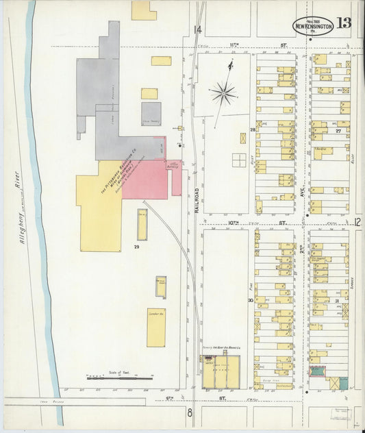 Sanborn Fire Insurance Map from New Kensington, Westmoreland County, Pennsylvania (1905), Sheet #0013 - Historic Sanborn Fire Insurance Map Print, vintage old map wall art, antique decor, genealogy gift, Pennsylvania Pennsylvania map