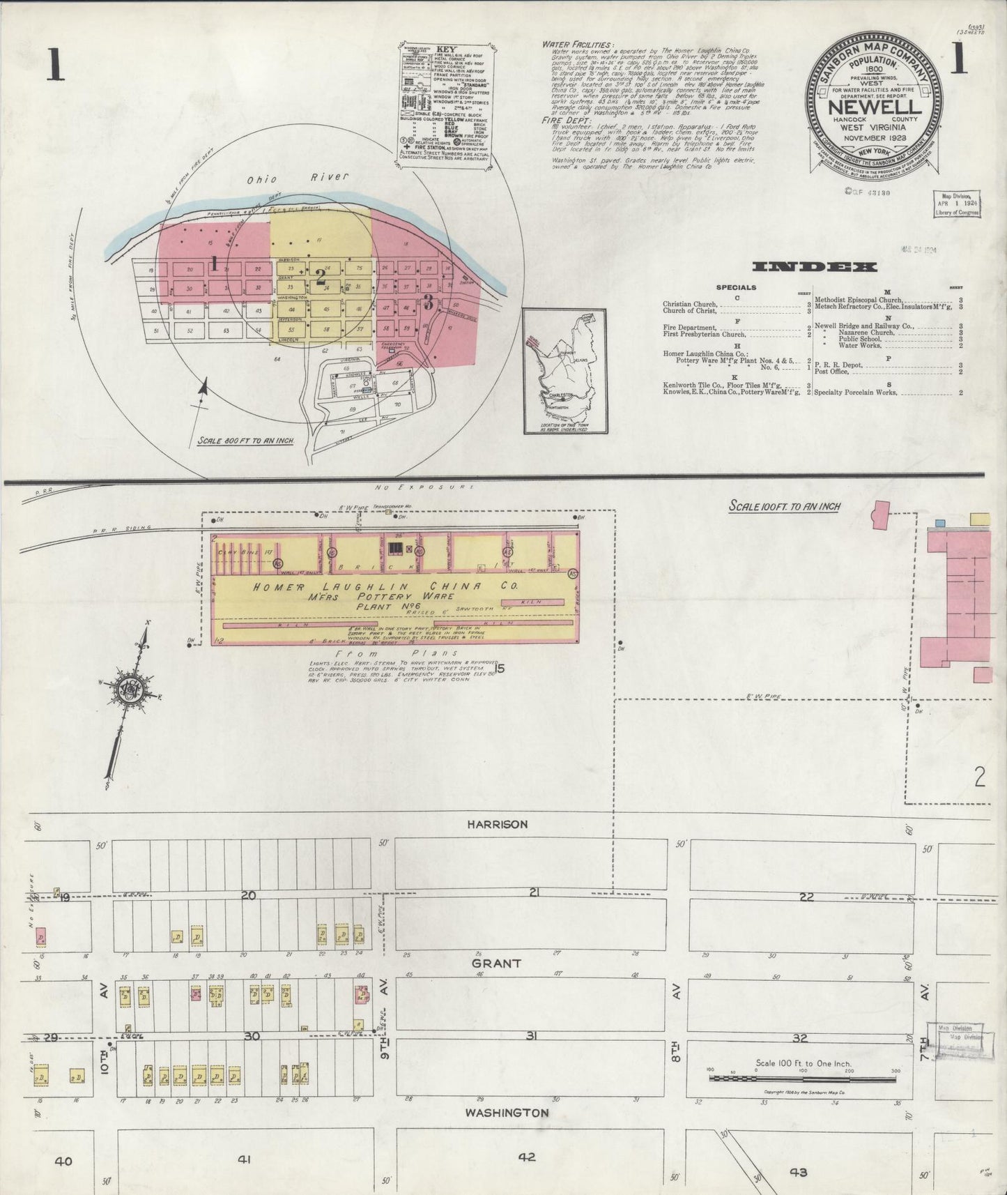Sanborn Fire Insurance Map from Newell, Hancock County, West Virginia. (1923) – Historic Sanborn Fire Insurance Map Print