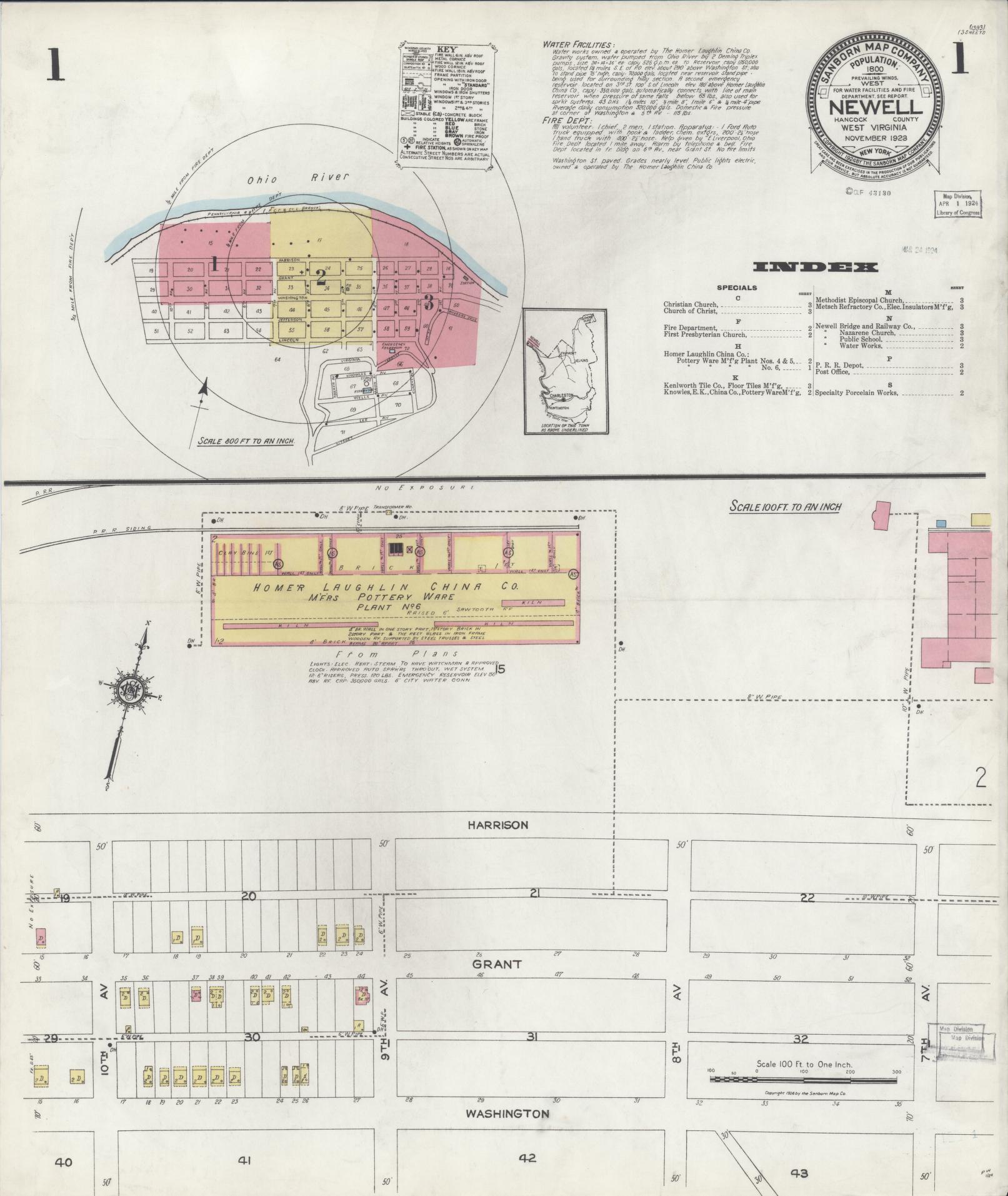 Sanborn Fire Insurance Map from Newell, Hancock County, West Virginia. (1923) – Historic Sanborn Fire Insurance Map Print
