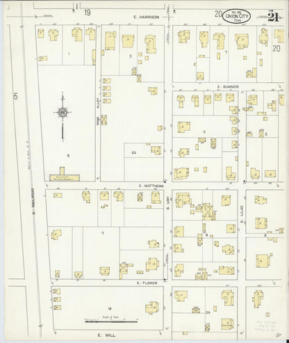 Sanborn Fire Insurance Map from Union City, Obion County, Tennessee (1912), Sheet #0021 - Complete Map Set gallery image, historic Sanborn map, vintage wall art, Tennessee Tennessee
