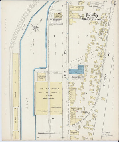 Sanborn Fire Insurance Map from Duluth, Saint Louis County, Minnesota (1885), Sheet #0009 - Historic Sanborn Fire Insurance Map Print, vintage old map wall art, antique decor, genealogy gift, Minnesota Minnesota map