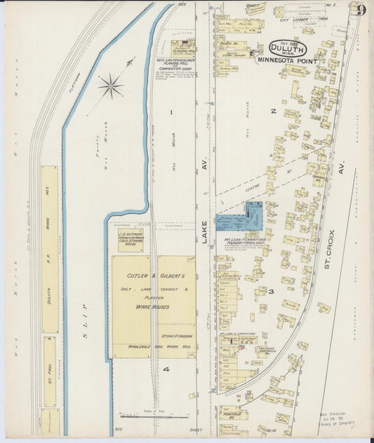 Sanborn Fire Insurance Map from Duluth, Saint Louis County, Minnesota (1885), Sheet #0009 - Historic Sanborn Fire Insurance Map Print, vintage old map wall art, antique decor, genealogy gift, Minnesota Minnesota map
