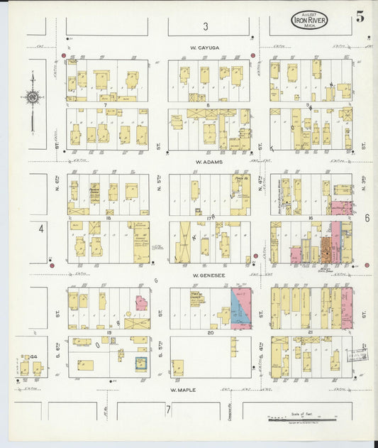 Sanborn Fire Insurance Map from Iron River, Iron County, Michigan (1917), Sheet #0005 - Historic Sanborn Fire Insurance Map Print, vintage old map wall art, antique decor, genealogy gift, Michigan Michigan map