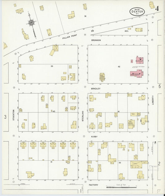Sanborn Fire Insurance Map from Dexter, Jefferson County, New York (1911), Sheet #0004 - Historic Sanborn Fire Insurance Map Print, vintage old map wall art, antique decor, genealogy gift, New York New York map
