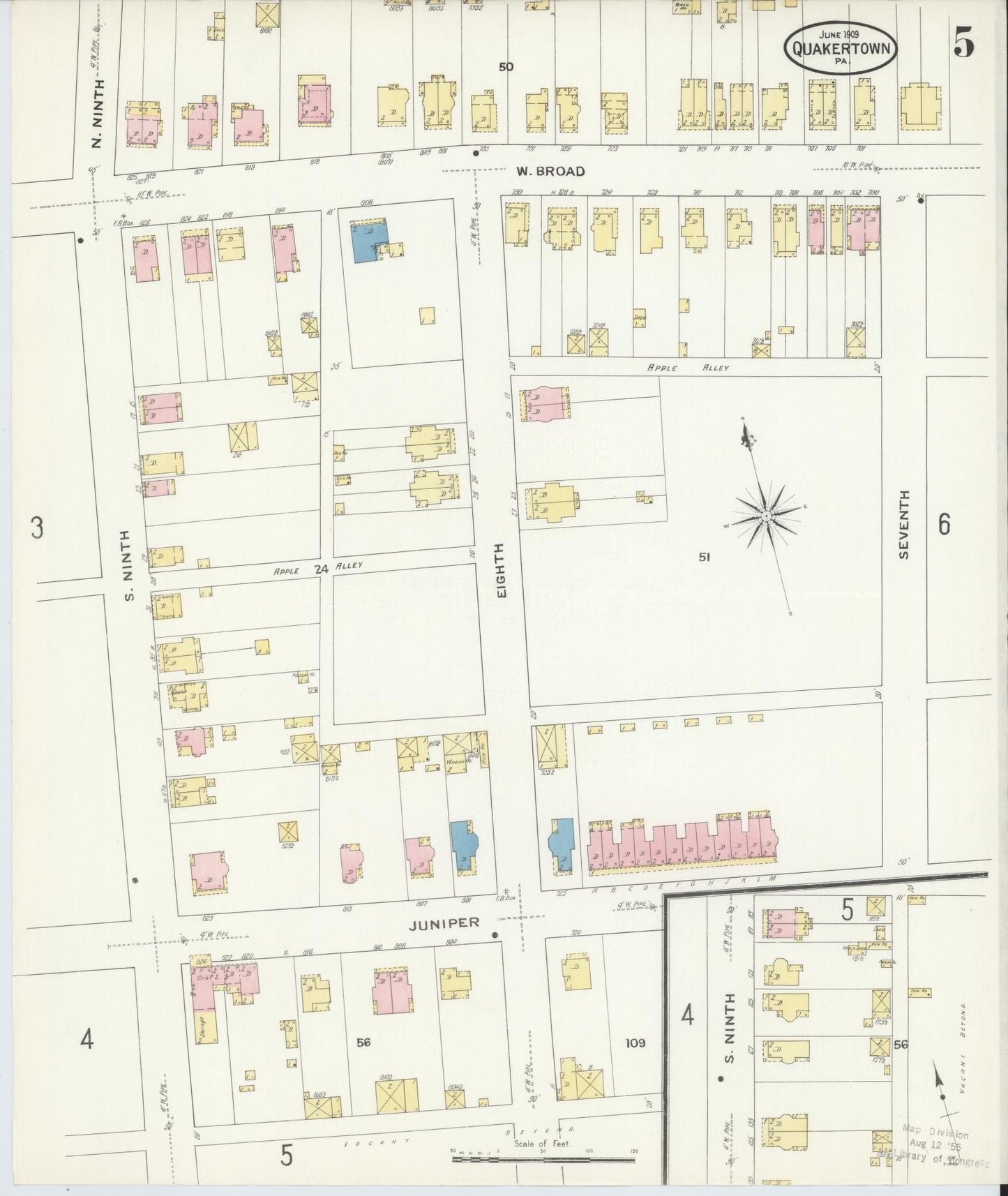Sanborn Fire Insurance Map from Quakertown, Bucks County, Pennsylvania (1909), Sheet #0005 - Complete Map Set gallery image, historic Sanborn map, vintage wall art, Pennsylvania Pennsylvania