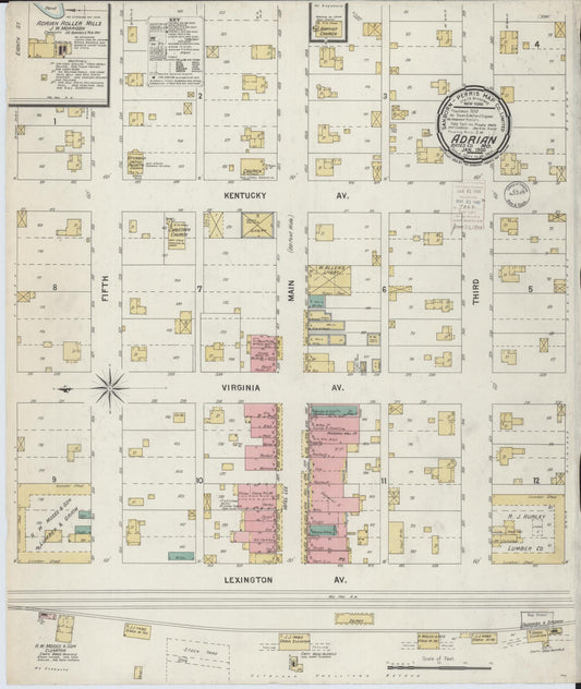 Sanborn Fire Insurance Map from Adrian, Bates County, Missouri (1900), Sheet #0001 - Historic Sanborn Fire Insurance Map Print, vintage old map wall art, antique decor, genealogy gift, Missouri Missouri map