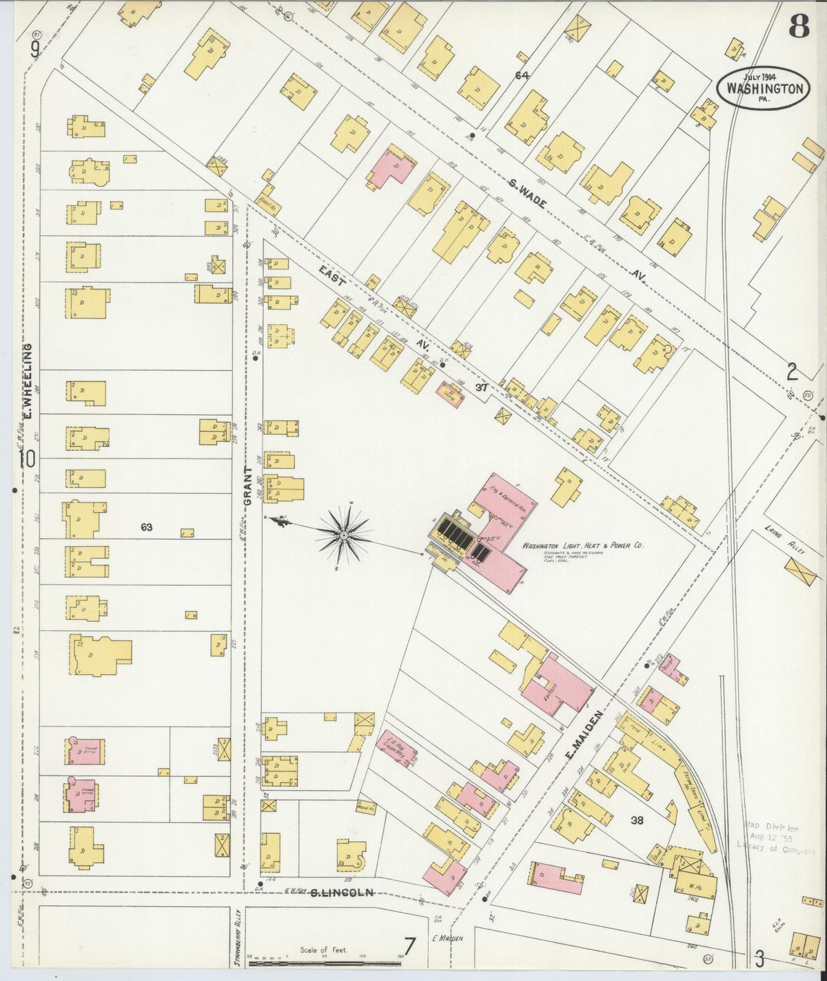 Sanborn Fire Insurance Map from Washington, Washington County, Pennsylvania (1904), Sheet #0008 - Complete Map Set gallery image, historic Sanborn map, vintage wall art, Sanborn Fire Insurance Map from Washington Washington