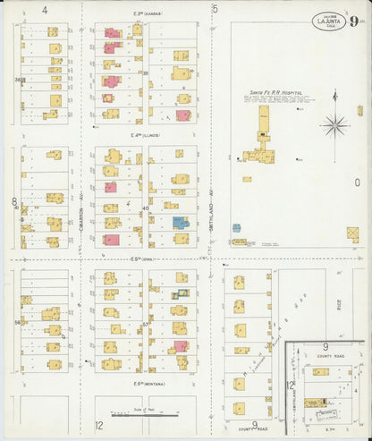Sanborn Fire Insurance Map from La Junta, Otero County, Colorado (1906), Sheet #0009 - Complete Map Set gallery image, historic Sanborn map, vintage wall art, Colorado Colorado