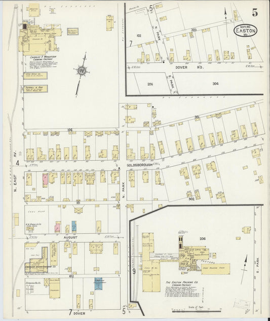Sanborn Fire Insurance Map from Easton, Talbot County, Maryland (1912), Sheet #0005 - Historic Sanborn Fire Insurance Map Print, vintage old map wall art, antique decor, genealogy gift, Maryland Maryland map