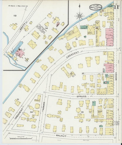 Sanborn Fire Insurance Map from Waltham, Middlesex County, Massachusetts (1892), Sheet #0011 - Complete Map Set gallery image, historic Sanborn map, vintage wall art, Massachusetts Massachusetts