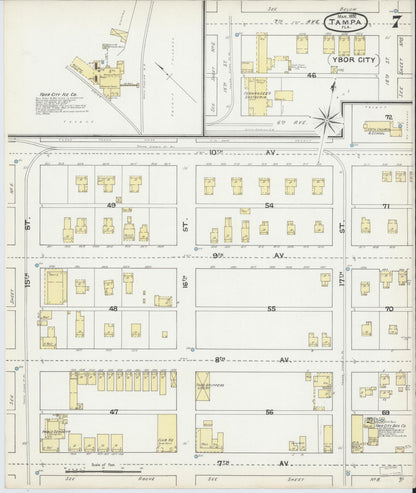 Sanborn Fire Insurance Map from Tampa, Hillsborough County, Florida (1892), Sheet #0007 - Complete Map Set gallery image, historic Sanborn map, vintage wall art, Florida Florida