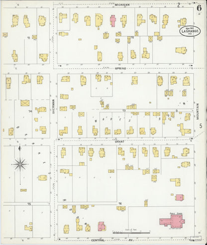 Sanborn Fire Insurance Map from Lagrange, LaGrange County, Indiana (1901), Sheet #0006 - Historic Sanborn Fire Insurance Map Print, vintage old map wall art, antique decor, genealogy gift, Indiana Indiana map