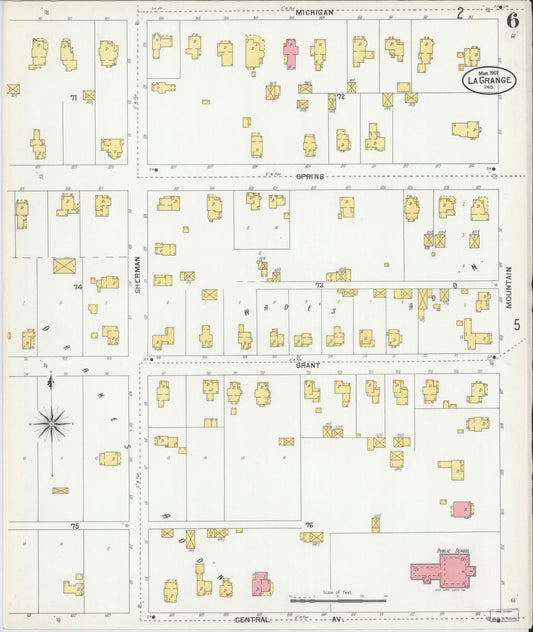 Sanborn Fire Insurance Map from Lagrange, LaGrange County, Indiana (1901), Sheet #0006 - Historic Sanborn Fire Insurance Map Print, vintage old map wall art, antique decor, genealogy gift, Indiana Indiana map