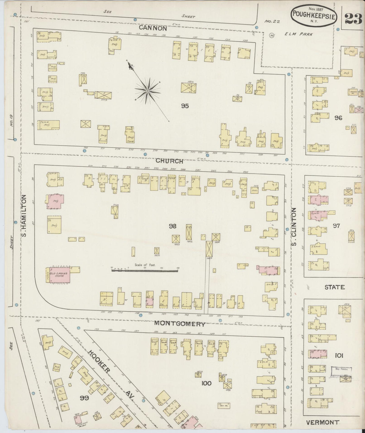 Sanborn Fire Insurance Map from Poughkeepsie, Dutchess County, New York (1887), Sheet #0023 - Complete Map Set gallery image, historic Sanborn map, vintage wall art, New York New York
