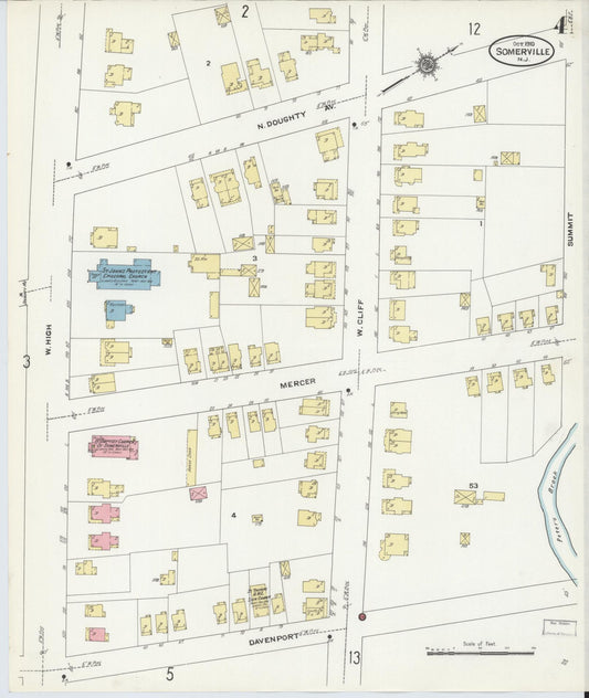 Sanborn Fire Insurance Map from Somerville, Somerset County, New Jersey (1910), Sheet #0004 - Historic Sanborn Fire Insurance Map Print, vintage old map wall art, antique decor, genealogy gift, New Jersey New Jersey map