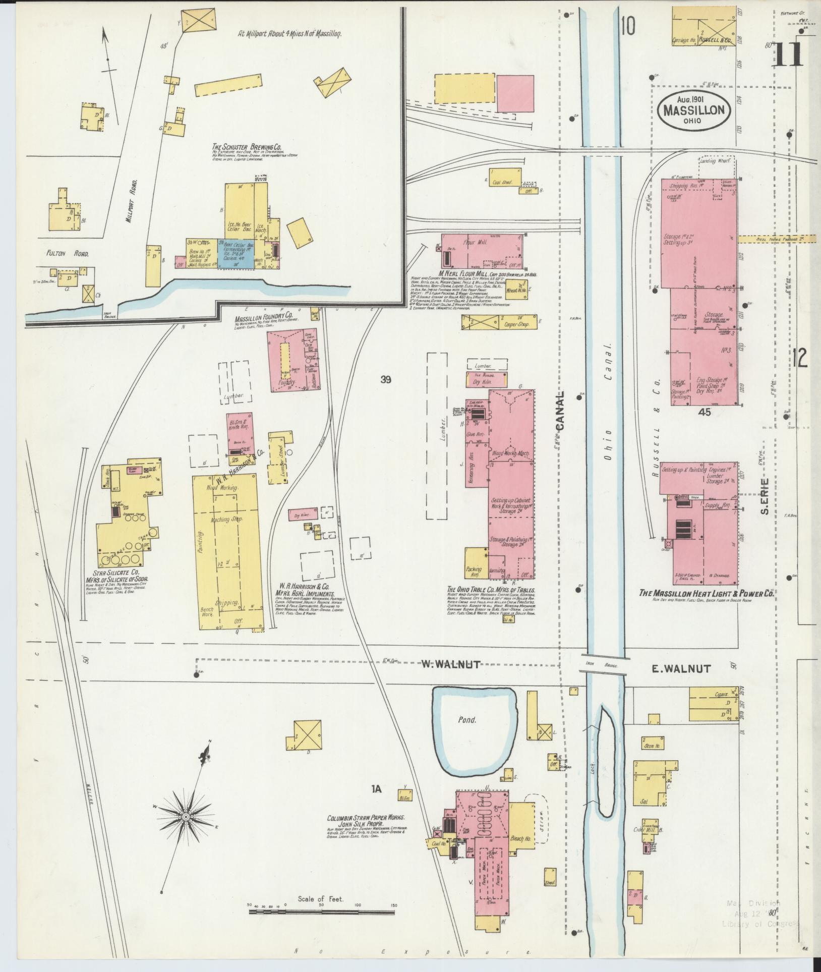 Sanborn Fire Insurance Map from Massillon, Stark County, Ohio (1901), Sheet #0011 - Complete Map Set gallery image, historic Sanborn map, vintage wall art, Ohio Ohio