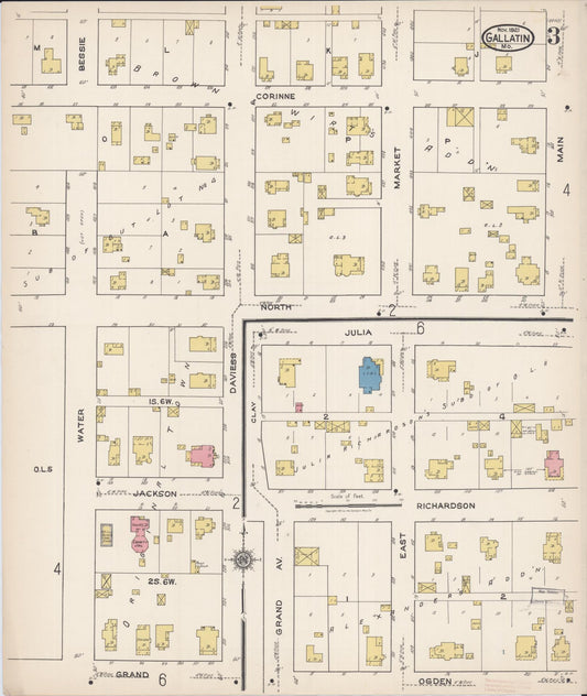 Sanborn Fire Insurance Map from Gallatin, Daviess County, Missouri (1921), Sheet #0003 - Historic Sanborn Fire Insurance Map Print, vintage old map wall art, antique decor, genealogy gift, Missouri Missouri map