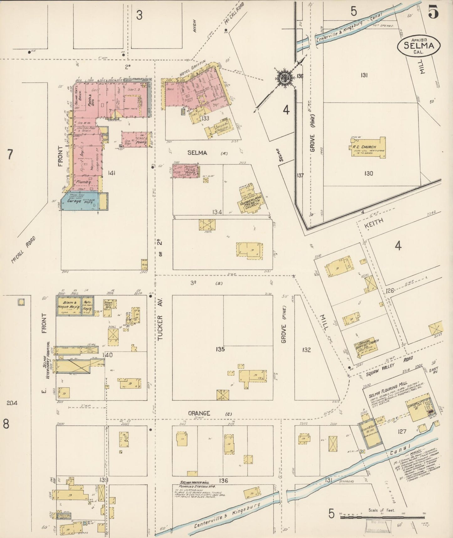 Sanborn Fire Insurance Map from Selma, Fresno County, California (1913), Sheet #0005 - Complete Map Set gallery image, historic Sanborn map, vintage wall art, California California