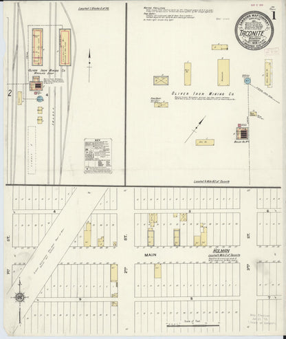 Sanborn Fire Insurance Map from Taconite, Ltasca County, Minnesota (1909), Sheet #0001 - Complete Map Set gallery image, historic Sanborn map, vintage wall art, Minnesota Minnesota